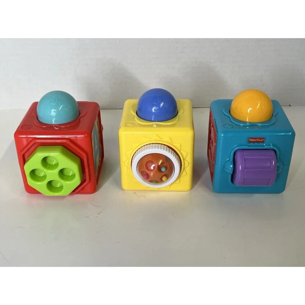 Fisher Price Bright Beginnings Action Stacking Activity Baby Blocks 123 ABC Toys
